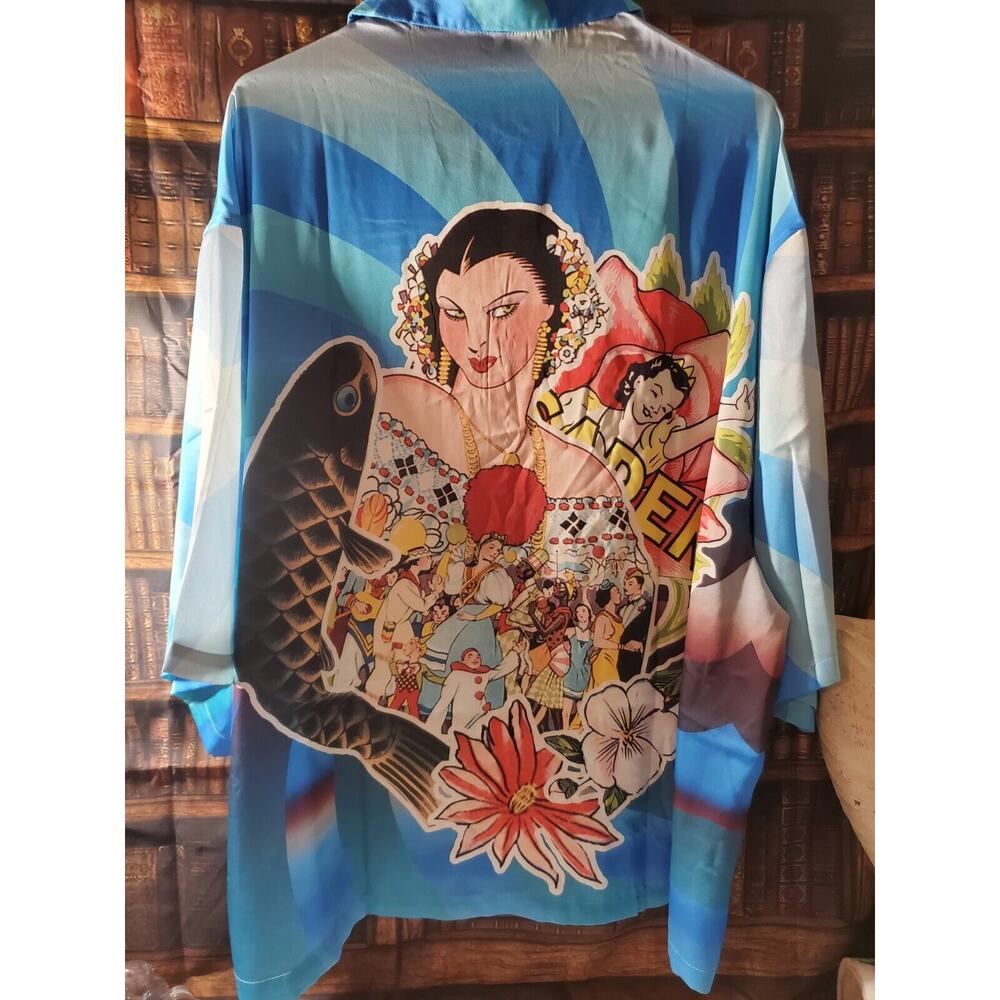 Carnival Mardi Gras Season Pierrot New Orleans Button Down Oversized XL